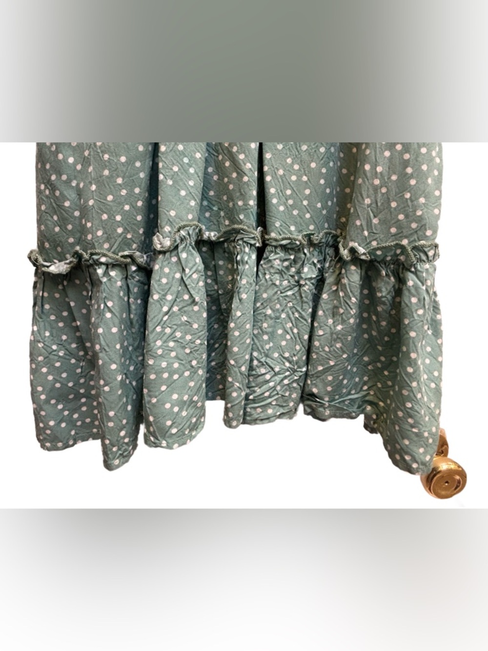 BTFBM Green Polka Dot Halter Dress Tiered Mini Sage Green dress size small 🌱 NWT - Picture 6 of 10